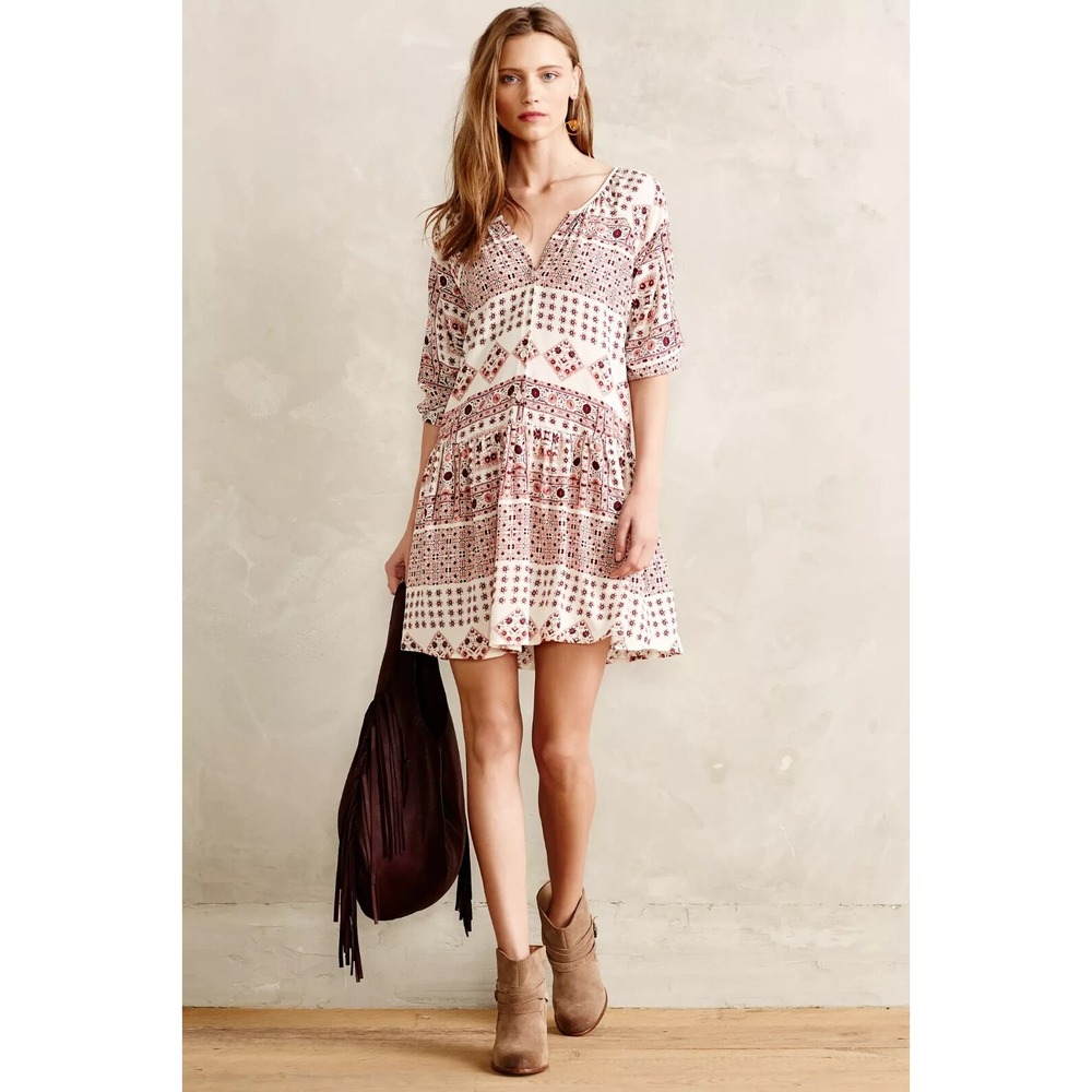 Anthropologie Mini Dress Sam & Lavi Boho Hippie XS Lightweight Summer Geometric